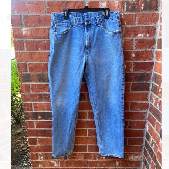 Carthartt Mens 36X32 Blue Jean Denim Work Pants Straight Leg Well Worn - Picture 9 of 9